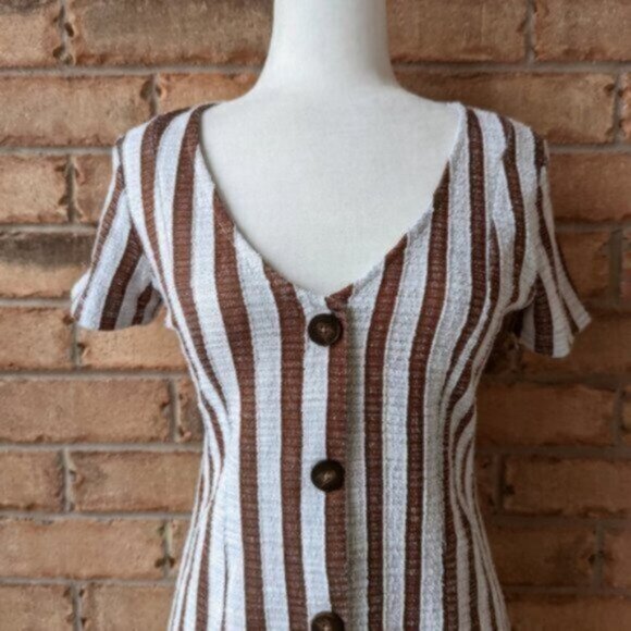 Zara textured striped short sleeve dress - Picture 2 of 5